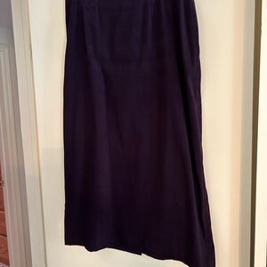 Elegant Purple Faux Suede  Women's Skirt - back zipper + kick pleat